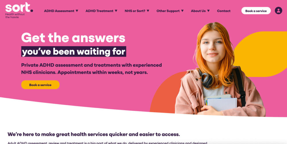 The Sort Health website home page.